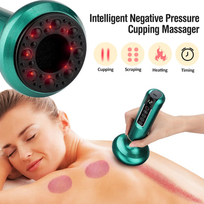 Electric Cupping Massager Vacuum Suction Cup GuaSha Anti Cellulite Beauty Health Scraping Infrared Heat Body Slimming Massage