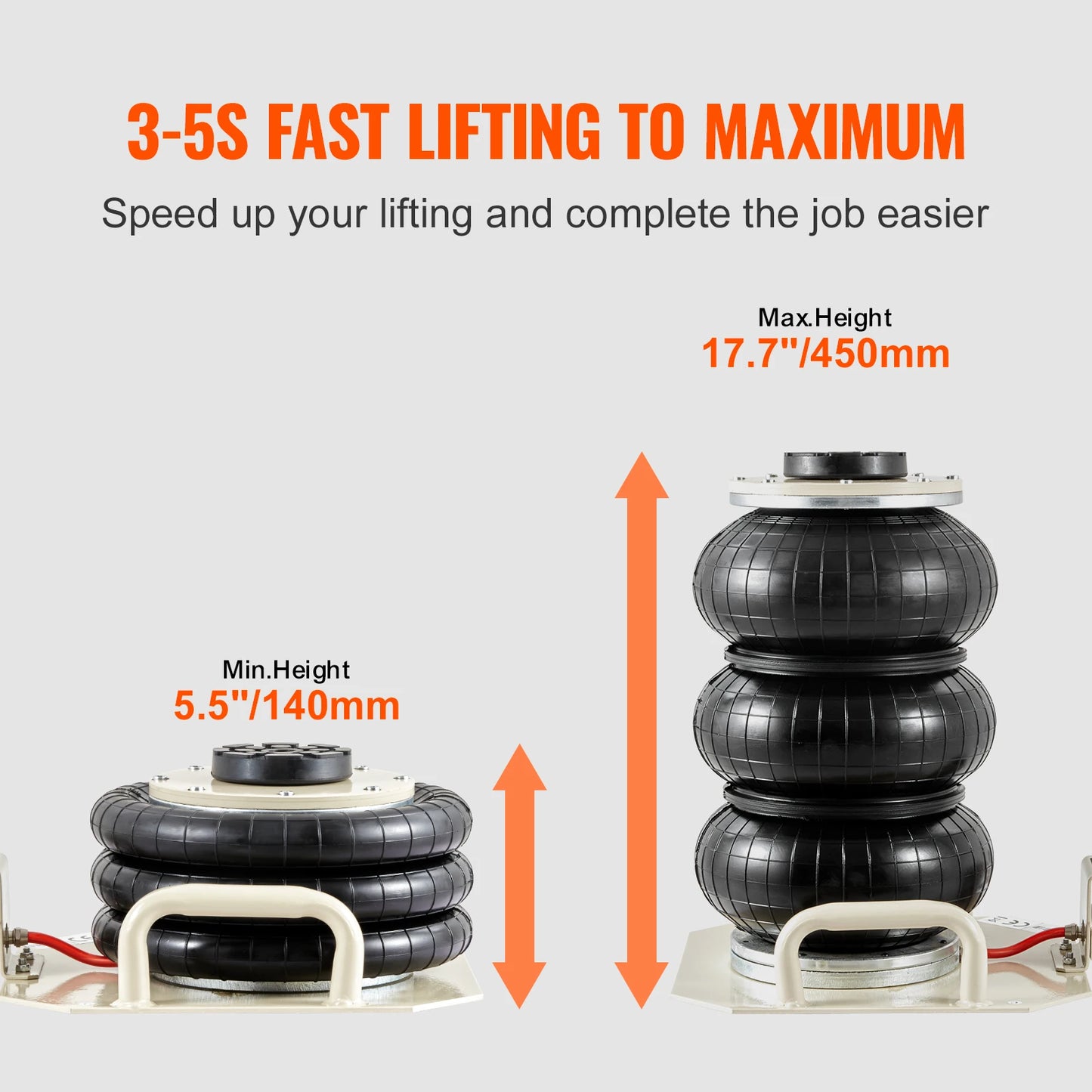 SucceBuy Air Jack 3 Ton Double Bag Air Jack Air Bag Jack Lift Up 3-5 s Fast Lifting Pneumatic Jack for Cars with Short Handle