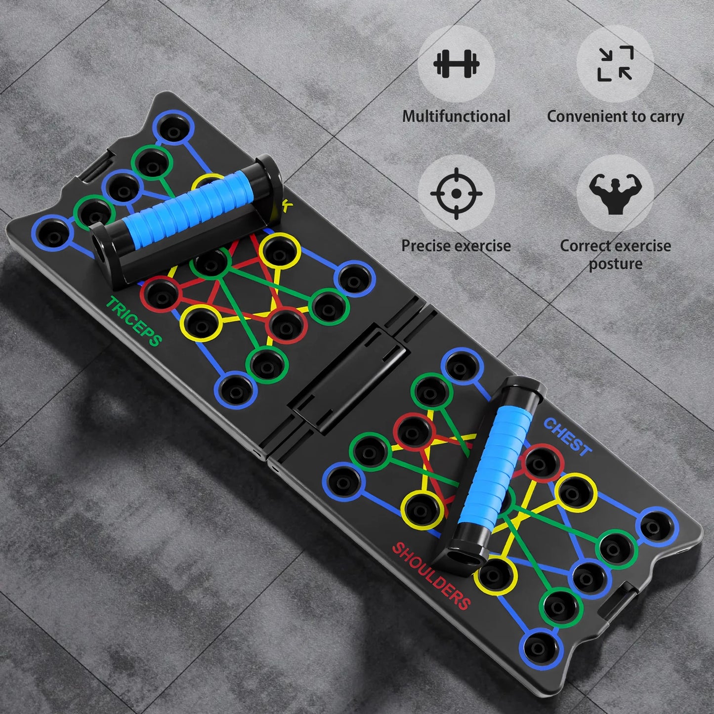 24-In-1 Multifunctional Push-up Board Set，Portable Foldable Fitness Equipment For Chest Abdomen Arms And Back Training