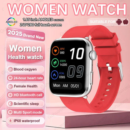 2025New NFC Smat Watch Women 1.85-inch Blood Pressure Heart Rate Bluetooth Call Female Health Smarwatches Ladies For Android IOS