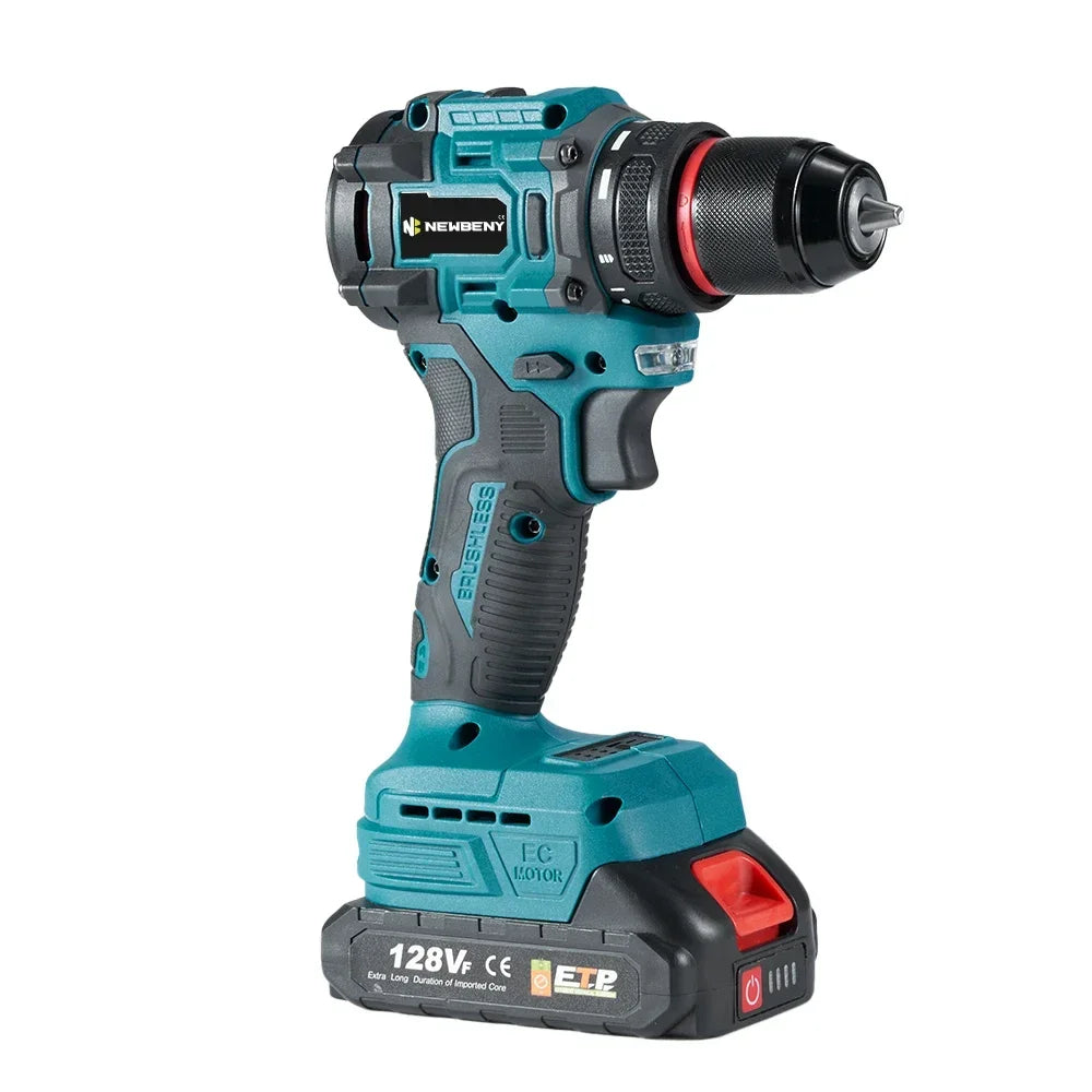 NEWBENY 10mm Brushless Electric Drill Screwdriver 21+2 Torque Cordless DIY Household Drill Tool For Makita 18-21V Battery Pin