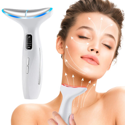UK Stock LED Neck Beauty Device EMS Facial Lifting Firming Massage Beauty Skin Care Vibration Facial Massage Double Chin Remover