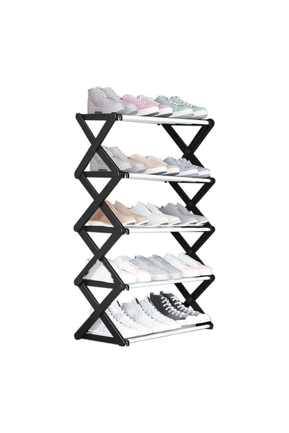 【Breeins】Foldable Multi-Tier Metal Shoe Rack for Entryway Shoes Storage Organizer Shelf Home Decoration Cabinet