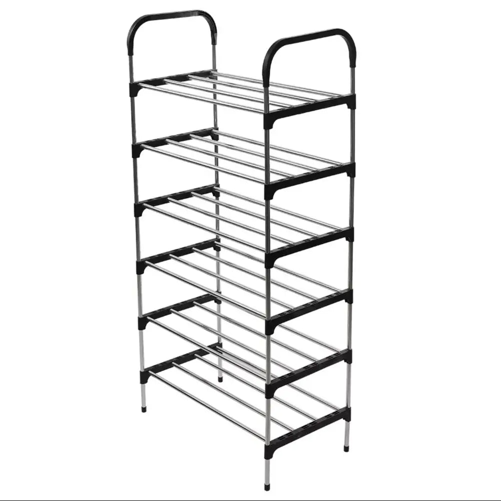 Minimalist Tiered Shoe Rack 60x30x110cm Space-Saving Floor Stand, Ventilated Metal Frame, Easy Assembly, Durable Shoe Organize
