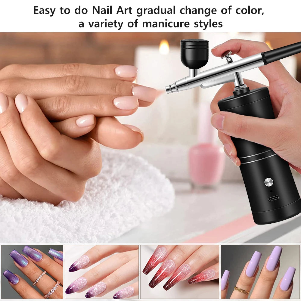 Airbrush Nail with Compressor Cordless Portable Airbrush Nails For Nail Art Cake Painting Craft Sprayer