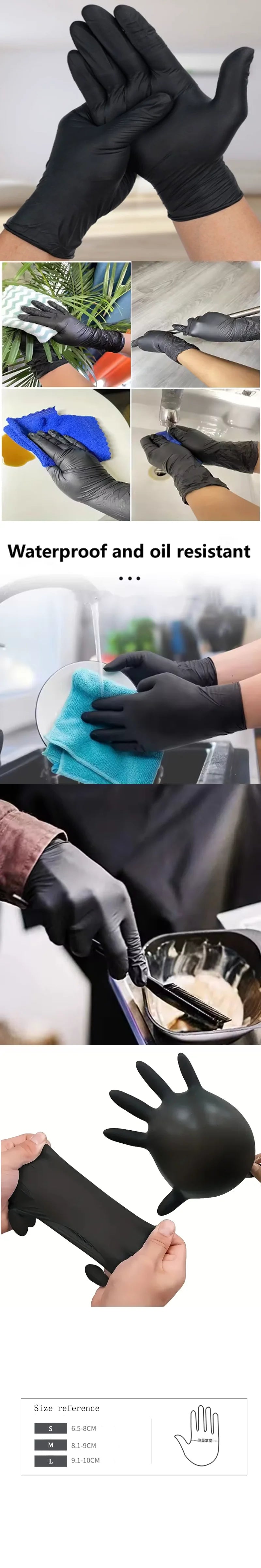30/50/100/200PCS Black Nitrile Gloves Disposable Protection  Composite Household Cleaning Catering Baking Waterproof Gloves