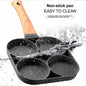 1/2Pcs 4-Hole Omelet Frying Pot Pan with Wooden Handle Frying Grill Non-stick Egg Pancake Steak Pan Cooking Egg Breakfast Maker