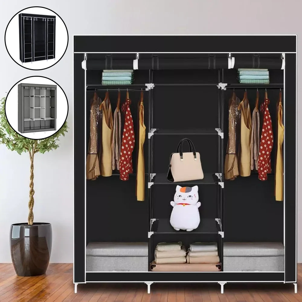 Reinforcement Canvas Wardrobe, Thickened Steel Pipe, Waterproof And Moisture-proof, Easy Installision, Compartment Storage