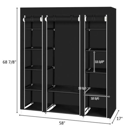 69" Portable Clothes Closet Wardrobe Storage Organizer with Non-Woven Fabric Quick and Easy to Assemble Extra Strong and Durable