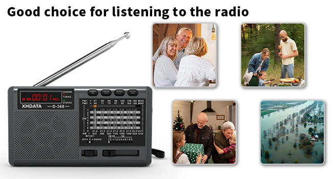 XHDATA D-368/ D-328 Portable Radio FM1-2/AM/SW 12 Band MP3 Player Bluetooth/TF Card With Headphone Jack For Elder Easy Use
