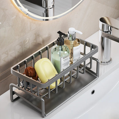 1 Pcs Kitchen Space Aluminum Sink Drain Rack Sponge Storage Faucet Holder Soap Drainer Shelf Basket Organizer Bathroom Accessories