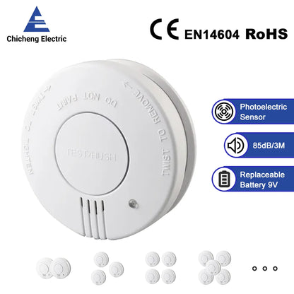 Smoke Detector 9V Replaceable Battery Smoke And Fire Alarm Smoke Sensor Low Battery Beep For Kitchen Bedroom Office CE EN14604