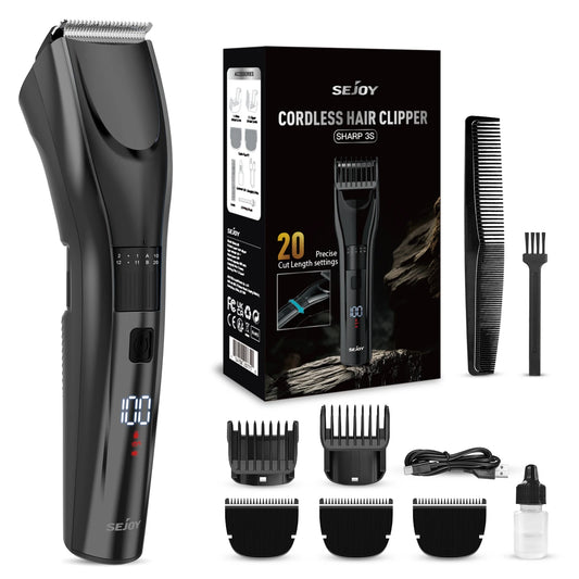 Sejoy Electric Hair Clipper For Men, 20 Gears Adjustable Hair Cut Machine Hair Trimmer Professional Rechargeable Hair Cut Barber