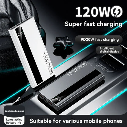 Lenovo 120W 500000mAh Power Bank High Capacity Super Fast Charge Portable External Battery PowerBank For iphone Samsung 2026 New