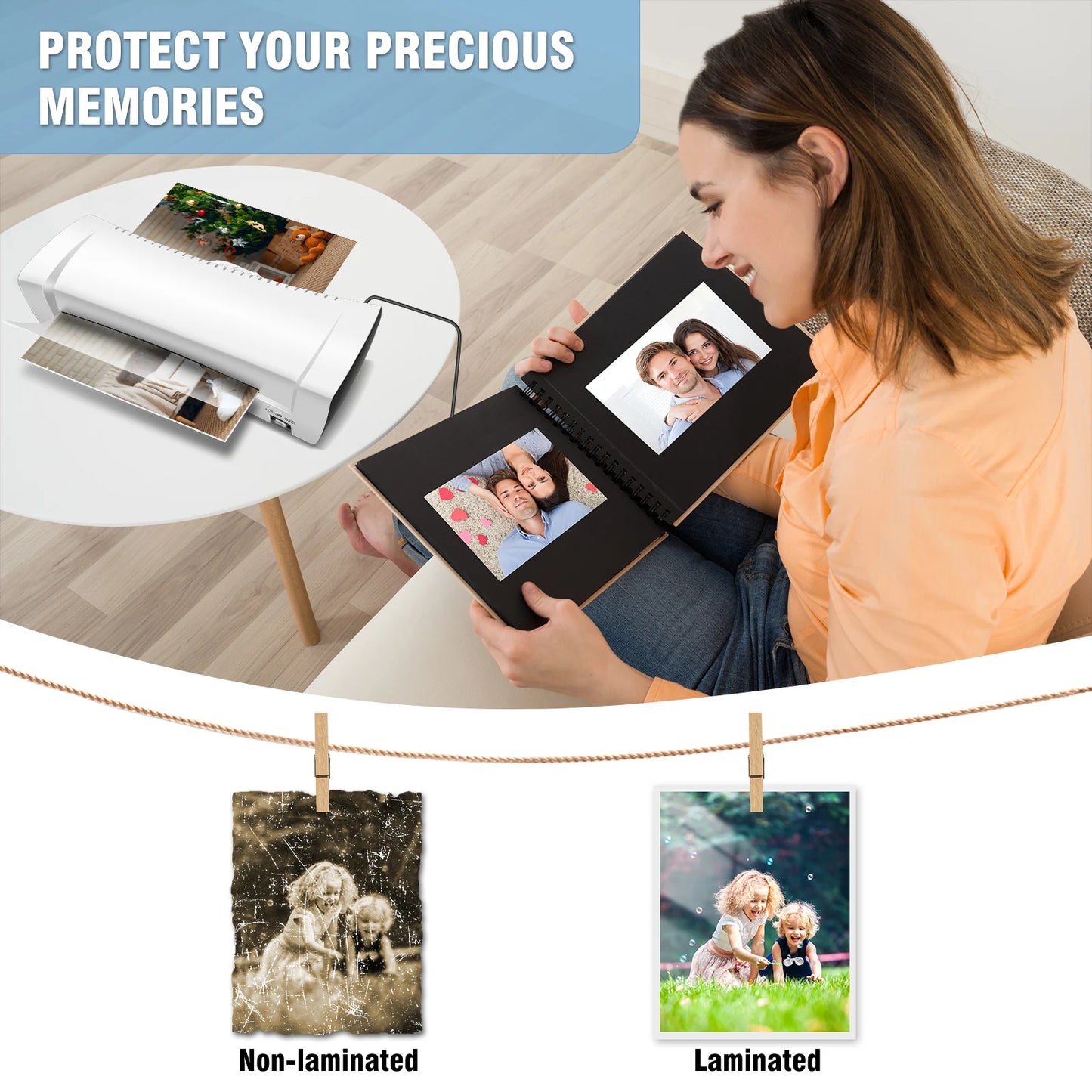 A4 A5 A6 3 In 1 Hot&Cold Laminator Machine Thermal Printer,230MM Wide Laminating Machine No Bubbles Laminator for School Home