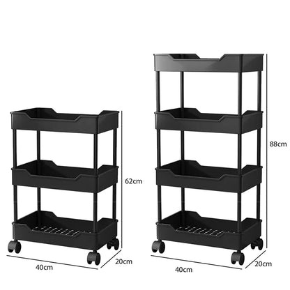 3/4 Tier Mobile Kitchen Organizer Cart With Wheels Rolling Cart Storage Shelf Trolley Bathroom Storage Rack Bar Cart