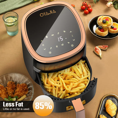 OYAJIA 6L Air Fryer with Smart Touch Display 60 Minutes Timer & 80°C-200°C Adjustable Temperature& 8 Preset Cooking Modes