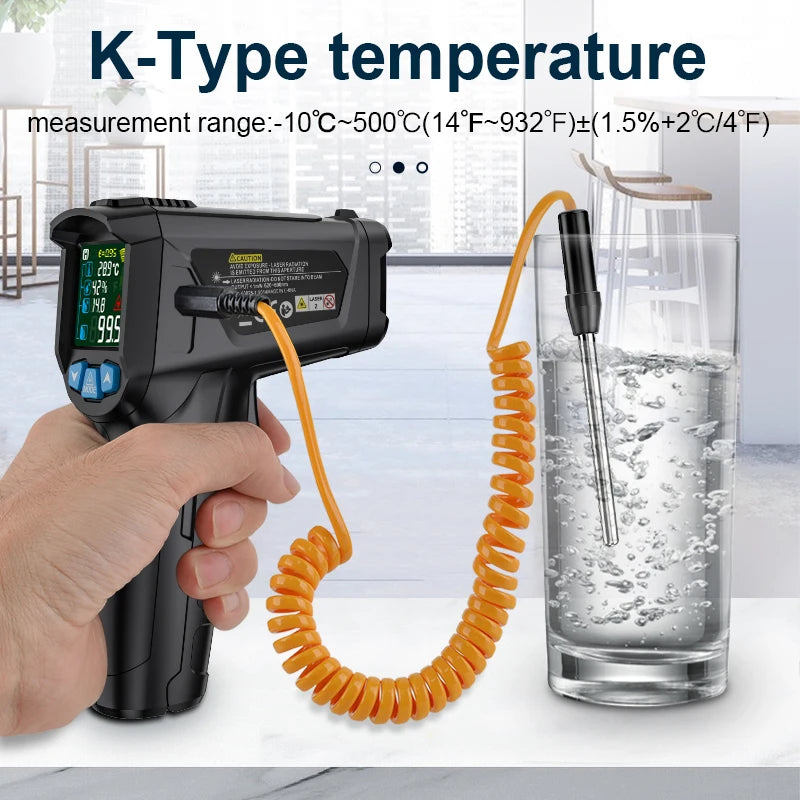 Digital Infrared Thermometer -50 to 800℃ Laser Thermometer -58 to 1472℉ Temperature Meter Digital Thermometer Backlight Alarm