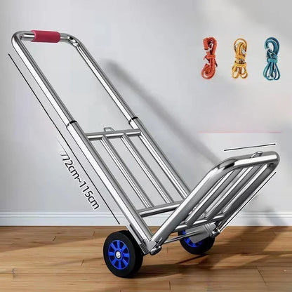 Foldable Stainl Steel Hand-Pulled op Cart for Lage Transport Double Trailer Small Goods Trolley Pu Cart Water