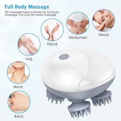 Electric Scalp Head Massager Kneading Vibrating Device Health Care Shoulder Neck Leg Arm Deep Tissue Massage Cat  Pet Massager