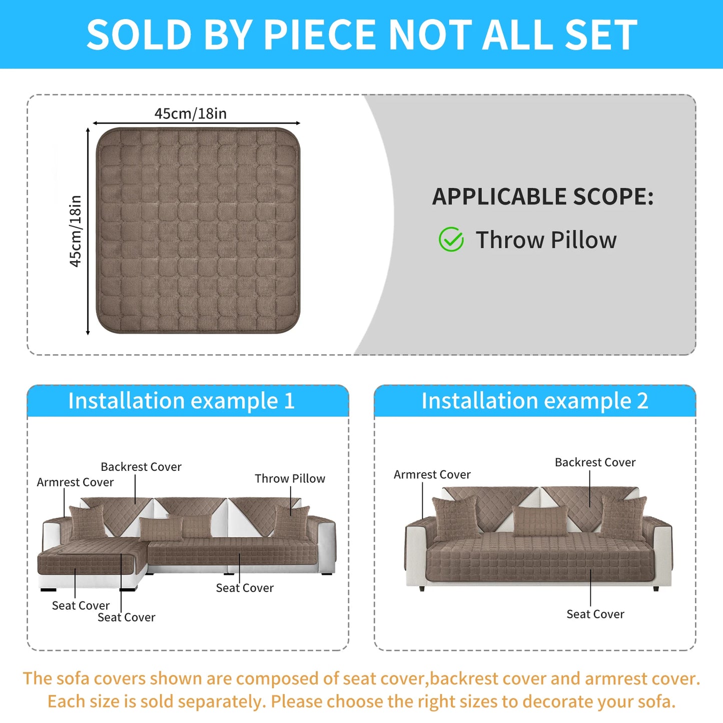 Soft Flannel Sofa Covers Washable Sofa Cushion Covers Non-Slip Couch Slipcovers for Sectional Sofa L Shape Furniture Protector