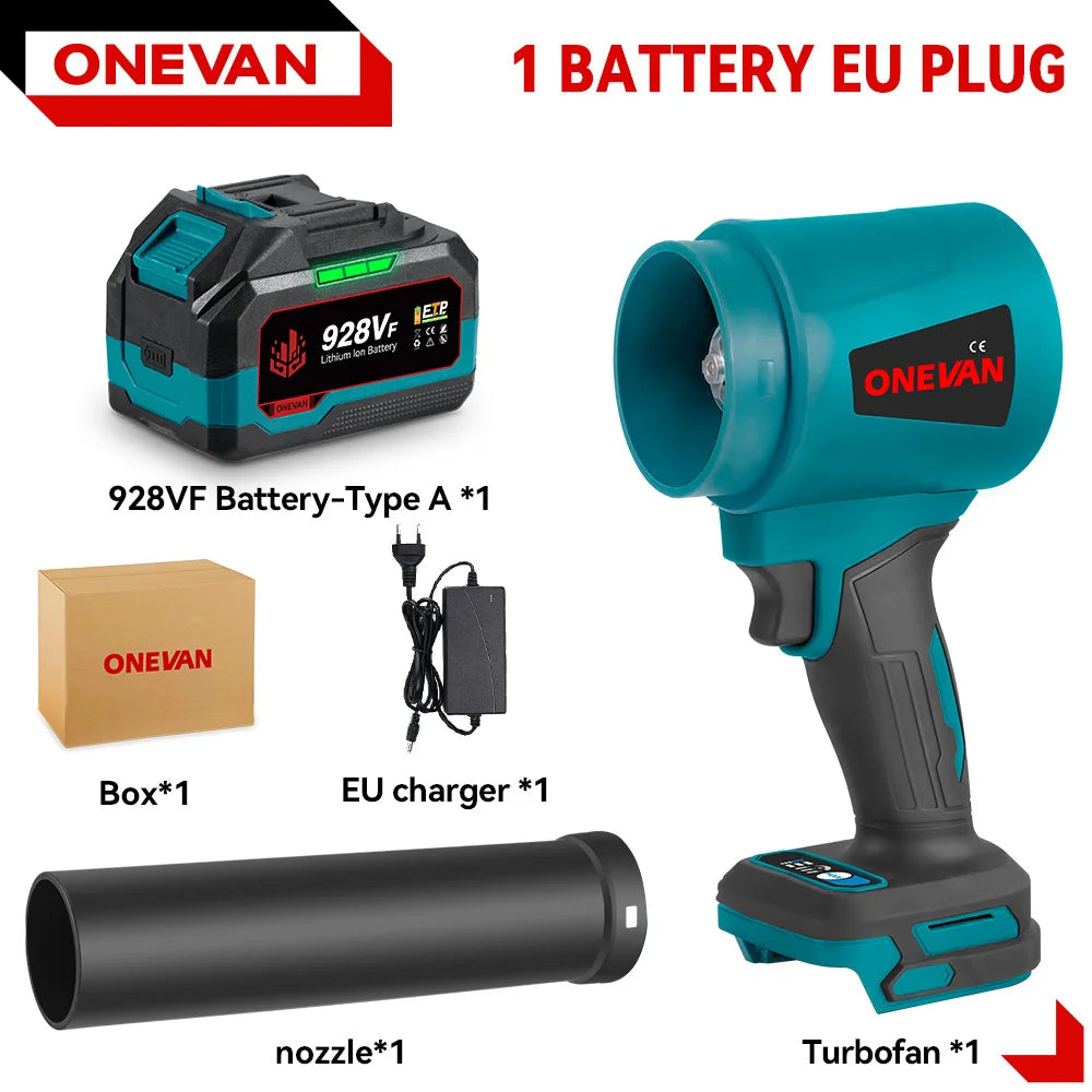 ONEVAN 4000W Brushless Electric Turbo Blower Jet Fan 400M/S 300000RPM Leaf Blower Dust Blowing Tool For Makita 18V Battery Pin