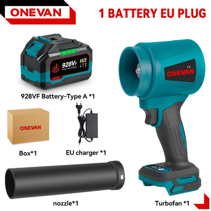 ONEVAN 4000W Brushless Electric Turbo Blower Jet Fan 400M/S 300000RPM Leaf Blower Dust Blowing Tool For Makita 18V Battery Pin