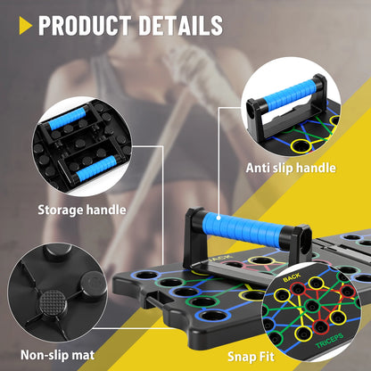 24-In-1 Multifunctional Push-up Board Set，Portable Foldable Fitness Equipment For Chest Abdomen Arms And Back Training