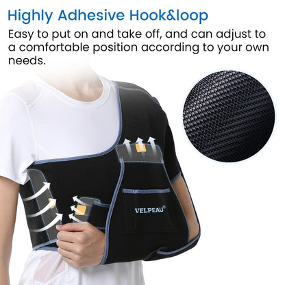 VELPEAU Shoulder Sling Breathable for Rotator Cuff Tear, Arm Fracture and Dislocation, Shoulder Immobilizer for Sleeping