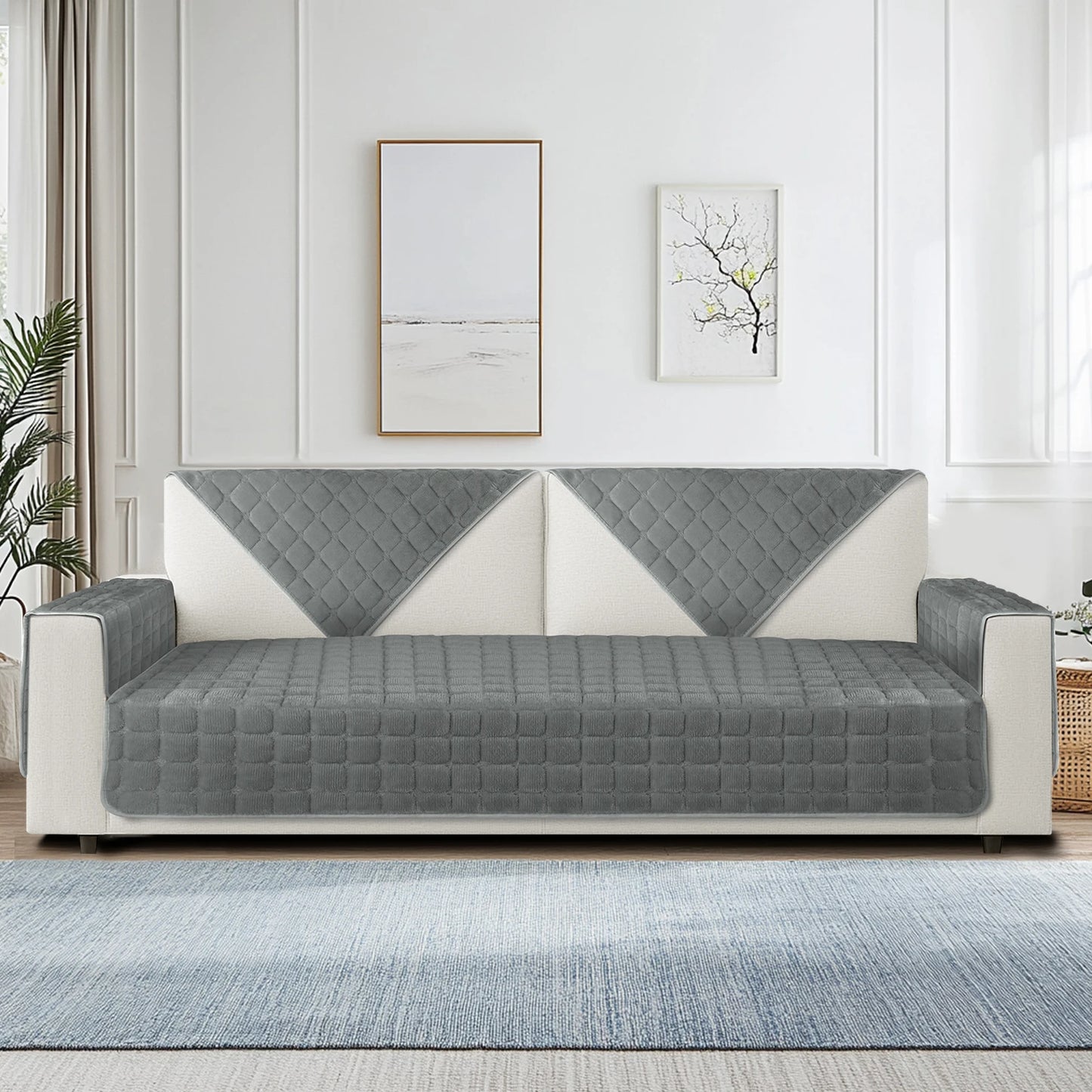 Soft Flannel Sofa Covers Washable Sofa Cushion Covers Non-Slip Couch Slipcovers for Sectional Sofa L Shape Furniture Protector