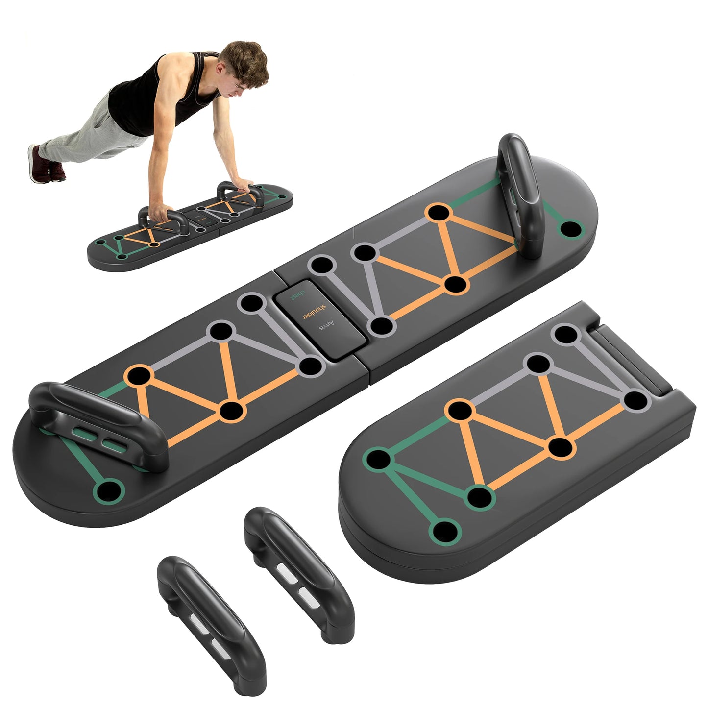 SPORTNOW Foldable Push Up Board, 11-in-1 Press Up Board, Portable Pushup Stand with Non-slip Pads for Arms