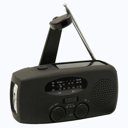 2000mAh Emergency Radio RechargeablePower Bank with  Portable FM Radio USB/Solar/Hand Crank Charging SOS Alarm & Flashlight