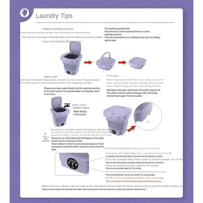 8L Foldable Mini Washer Spin Dryer Portable Cleaning Machine for Socks Underwear Panties Home Use Small Laundry