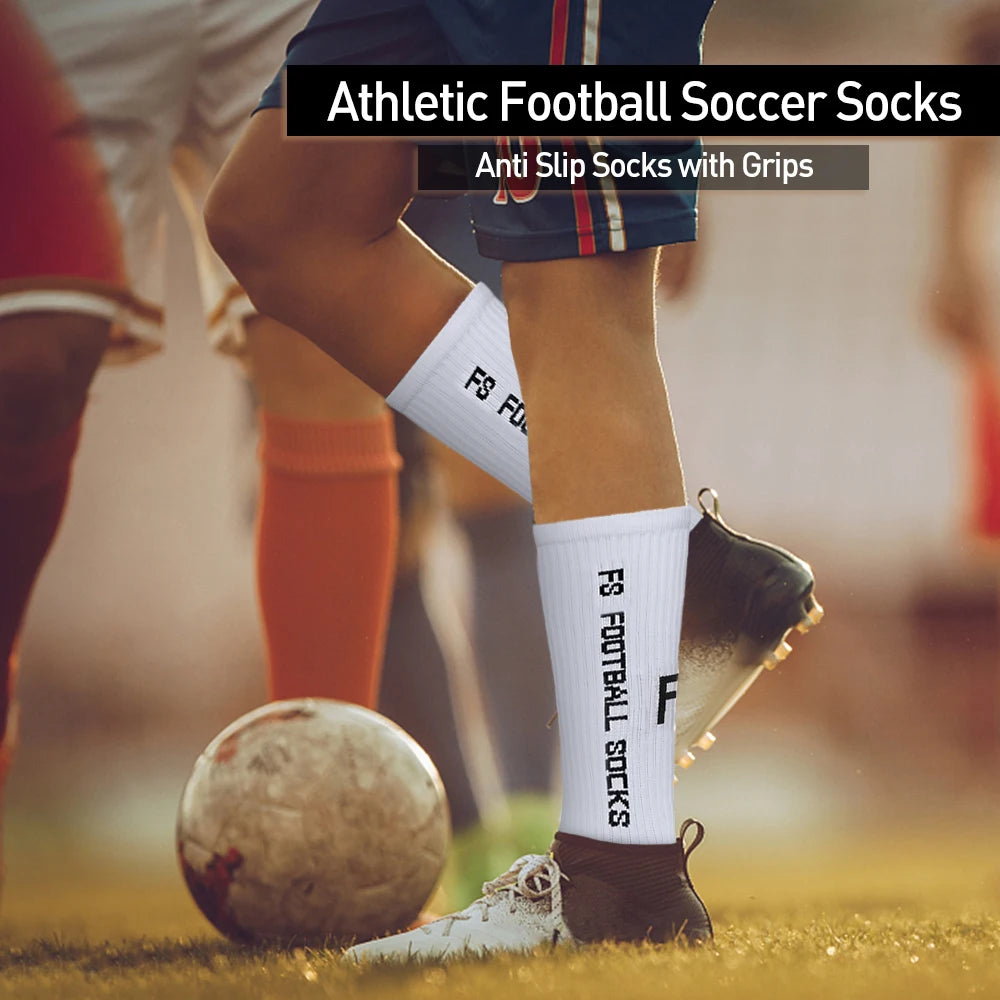 3 Pairs Running Socks Outdoor Sports Stretch Socks Athletic Football Soccer Socks Anti Slip Socks with Grips for Ball Sports