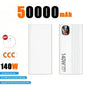 Lenovo CCC 500000mAh Power Bank 140W Large Capacity Portable Super Fast Charging Powerbank Spare Battery Digital Display Charger