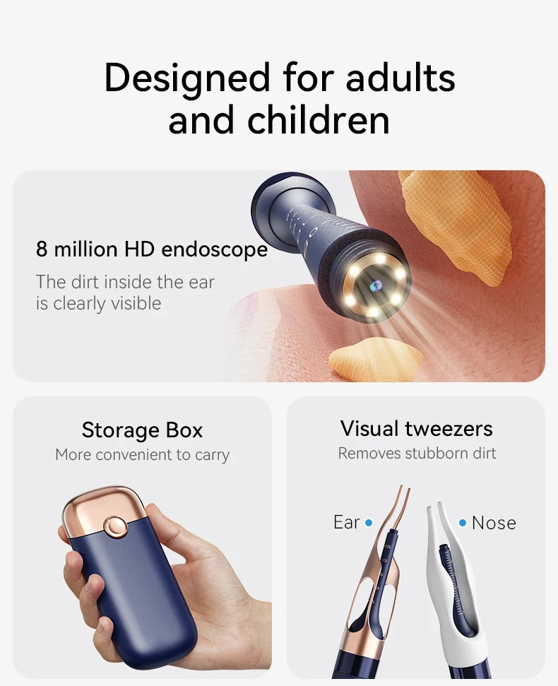 Upgraded Smart Visual Ear Wax Cleaner With Camera 800W HD Endoscope Multi-Functional Visual Ear Cleaning Tool Includes Storage