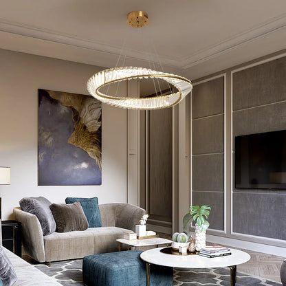 Modern Pendant Light Crystal Led Ceiling Lamp Gold Chandelier Möbius Strip Lustre Luxury Living Dining Room Home Decor Fixture