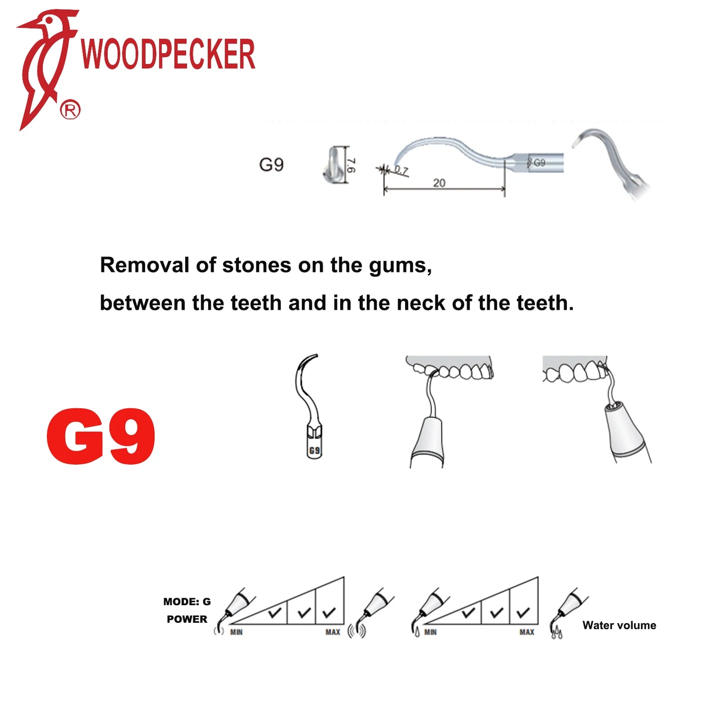 Woodpecker Dental Scaler Tips Ultrasonic Tooth Cleaning Machine Cutter Head Endo Perio Scaling Tips Fit EMS UDS Scaler Handpiece