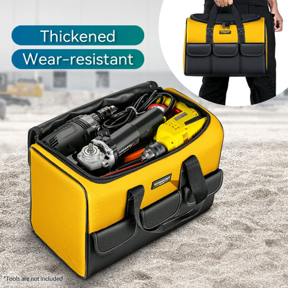 17 Inch Tool Bag, Large Tool Bag with 6 Exterior Pockets Electrician Tool Bag, for DIY Enthusiasts and Craftsmen