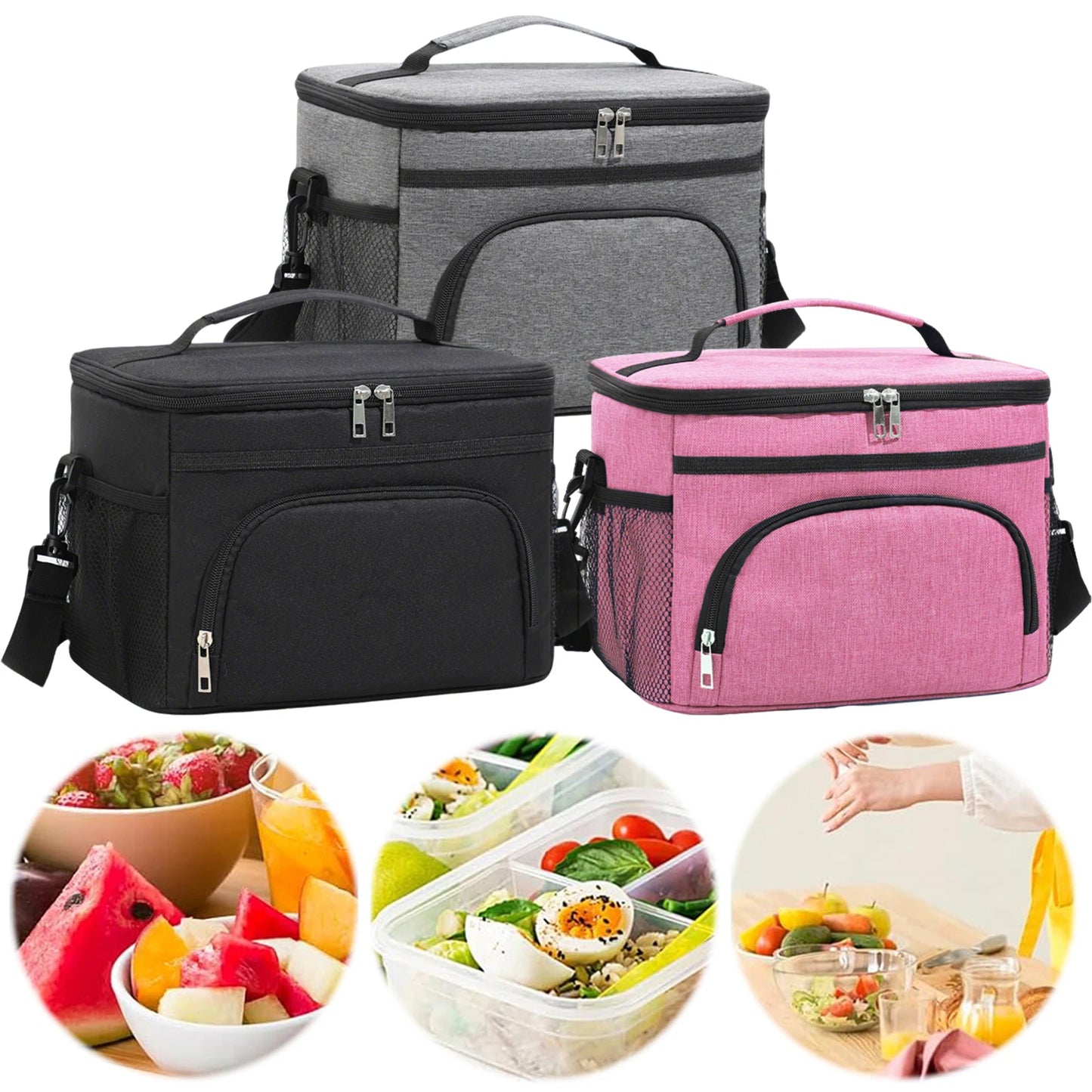 Thermal Insulated Lunch Bag with Adjustable Strap Food Storage Lunch Box Insulated Lunch Box Bag for Women Men Office Work