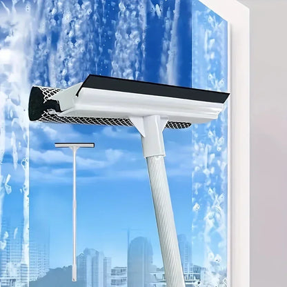 1pc Glass Cleaning Brush 2-in-1 Telescopic Pole Car Window Floor Cleaning Brush Glass Scraper Household Cleaning Tool