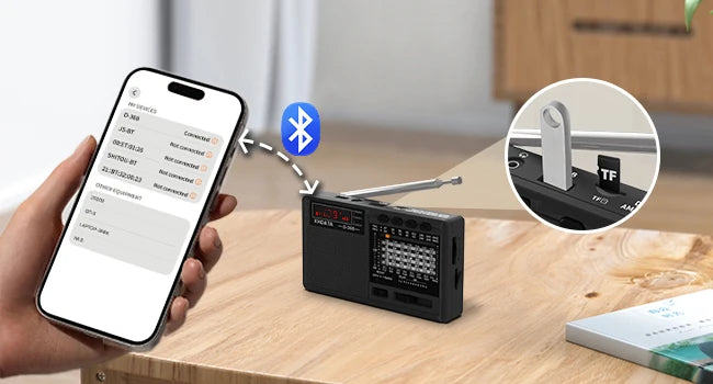 XHDATA D-368/ D-328 Portable Radio FM1-2/AM/SW 12 Band MP3 Player Bluetooth/TF Card With Headphone Jack For Elder Easy Use
