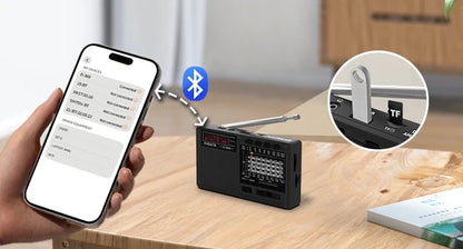 XHDATA D-368/ D-328 Portable Radio FM1-2/AM/SW 12 Band MP3 Player Bluetooth/TF Card With Headphone Jack For Elder Easy Use