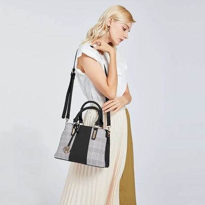 Miss Lulu Handbag Women Retro Stripes Crossbody Bags Elegant Stitching Shoulder Bag Faux Leather