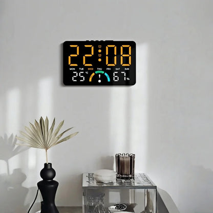 Digital Alarm Clock TEMP Humidity Week Comfort Level Dual Alarm Snooze Table Clock 12/24H Timer Auto Dimmable LED Wall Clock