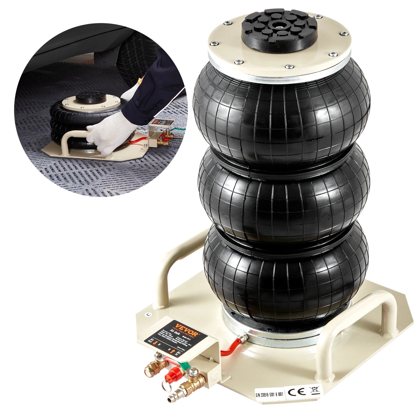 SucceBuy Air Jack 3 Ton Double Bag Air Jack Air Bag Jack Lift Up 3-5 s Fast Lifting Pneumatic Jack for Cars with Short Handle