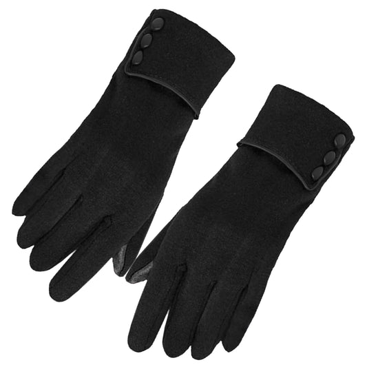Windproof warm fleece gloves for women, touch screen, all sizes black