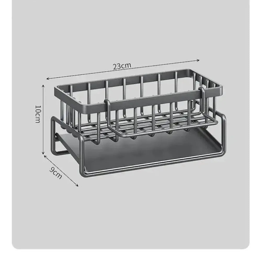 1 Pcs Kitchen Space Aluminum Sink Drain Rack Sponge Storage Faucet Holder Soap Drainer Shelf Basket Organizer Bathroom Accessories