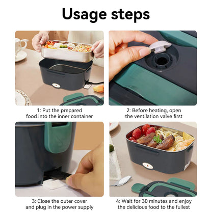 Clearance Sale 1.5L/3L Electric Lunch Box 40W/90W Fast Heating Portable Self-Heating Food Container Stainless Steel Liner Button Control Bento Box for Office School Travel UK Stock
