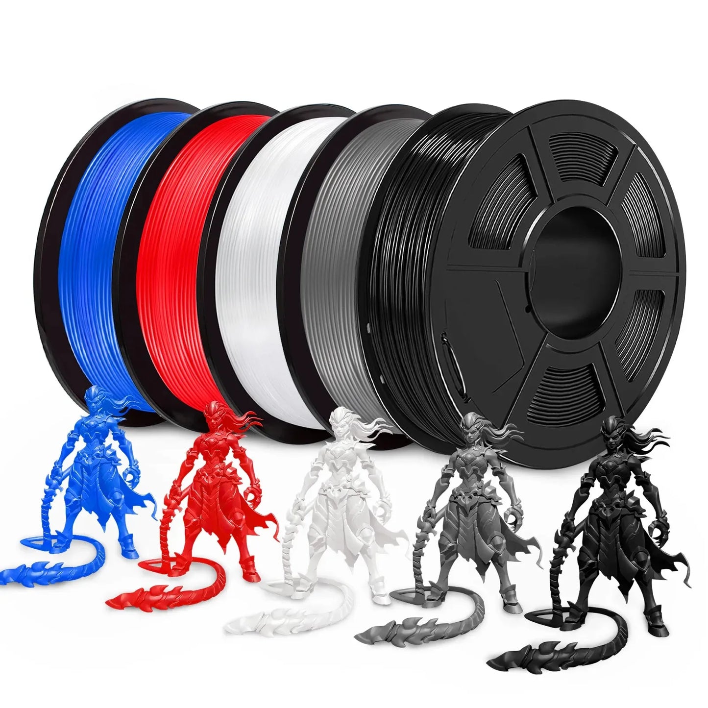 SUNLU 5Roll PETG/PETG Clear Filament 1.75 ±0.02mm 1kg Spool (2.2lbs) High Toughness Neatly Wound Filament Fit Most FDM Printer